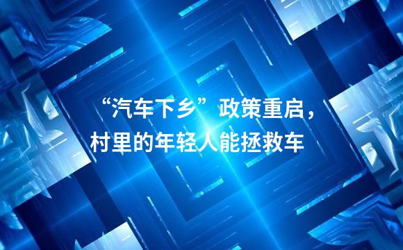 “汽车下乡”政策重启，村里的年轻人能拯救车