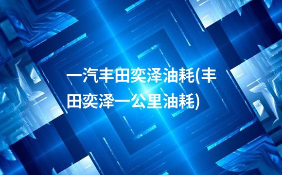 一汽丰田奕泽油耗(丰田奕泽一公里油耗)