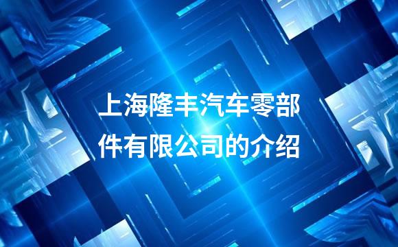 上海隆丰汽车零部件有限公司的介绍