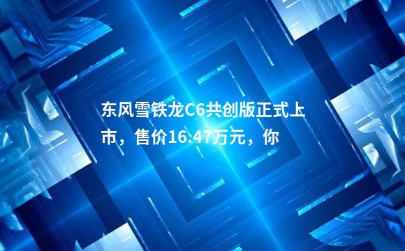 东风雪铁龙C6共创版正式上市，售价16.47万元，你