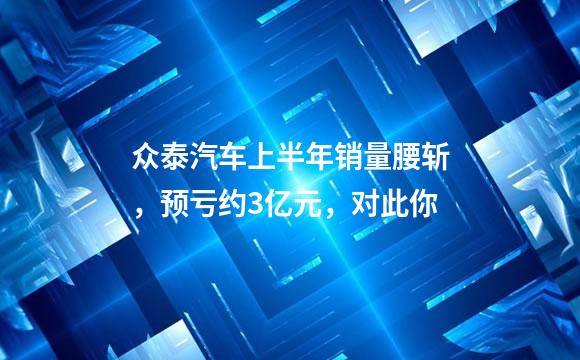 众泰汽车上半年销量腰斩，预亏约3亿元，对此你