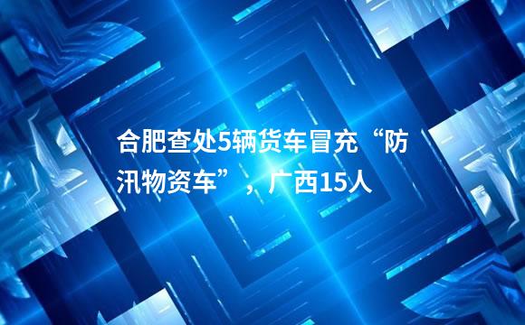 合肥查处5辆货车冒充“防汛物资车”，广西15人
