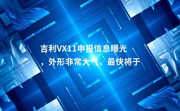 吉利VX11申报信息曝光，外形非常大气，最快将于