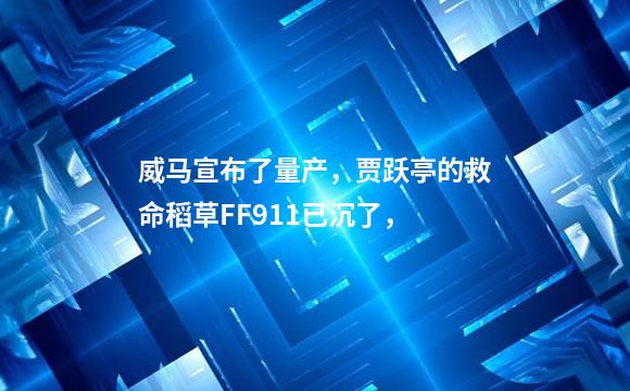 威马宣布了量产，贾跃亭的救命稻草FF911已沉了，