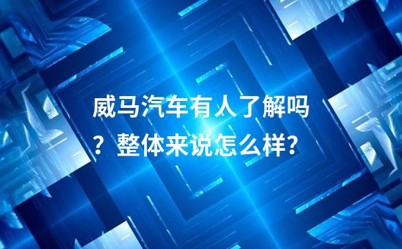 威马汽车有人了解吗？整体来说怎么样？