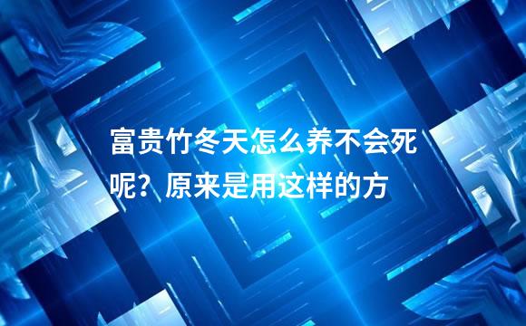 富贵竹冬天怎么养不会死呢？原来是用这样的方