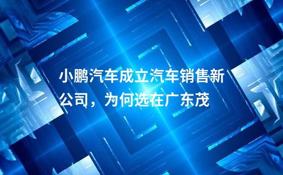 小鹏汽车成立汽车销售新公司，为何选在广东茂
