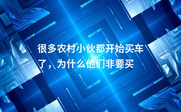 很多农村小伙都开始买车了，为什么他们非要买