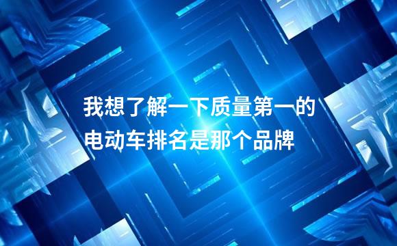 我想了解一下质量第一的电动车排名是那个品牌