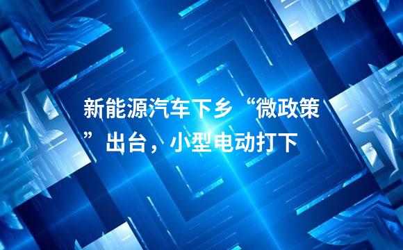 新能源汽车下乡“微政策”出台，小型电动打下