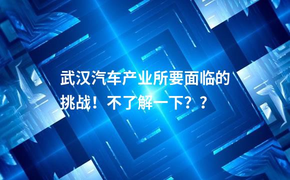 武汉汽车产业所要面临的挑战！不了解一下？？