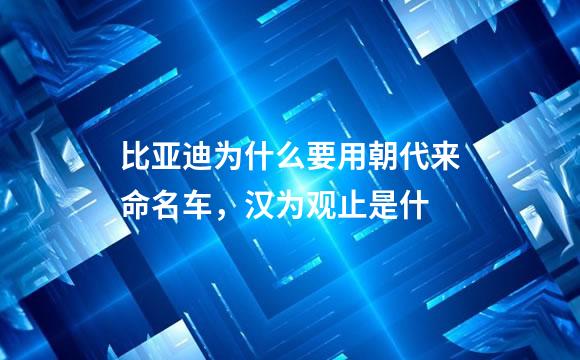 比亚迪为什么要用朝代来命名车，汉为观止是什