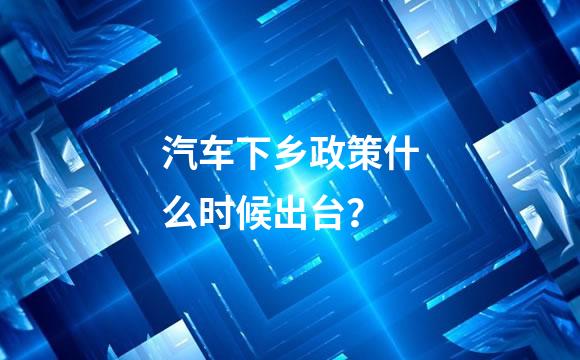 汽车下乡政策什么时候出台？