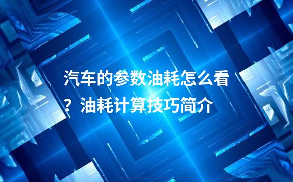 汽车的参数油耗怎么看？油耗计算技巧简介
