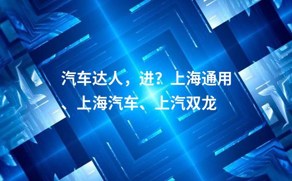 汽车达人，进？上海通用、上海汽车、上汽双龙