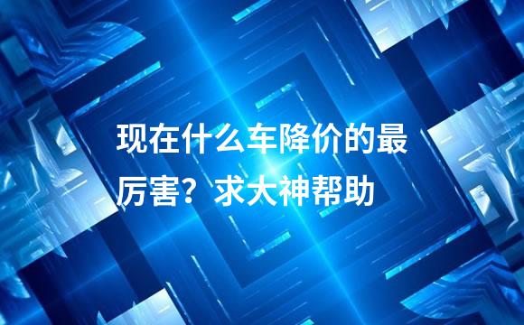现在什么车降价的最厉害？求大神帮助