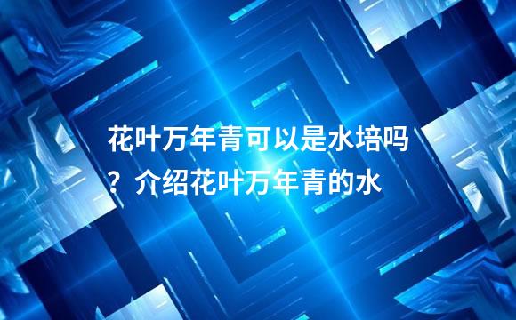花叶万年青可以是水培吗？介绍花叶万年青的水