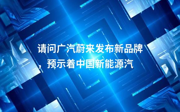 请问广汽蔚来发布新品牌，预示着中国新能源汽