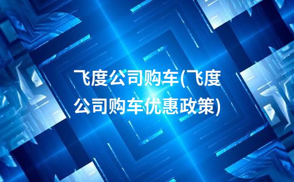 飞度公司购车(飞度公司购车优惠政策)